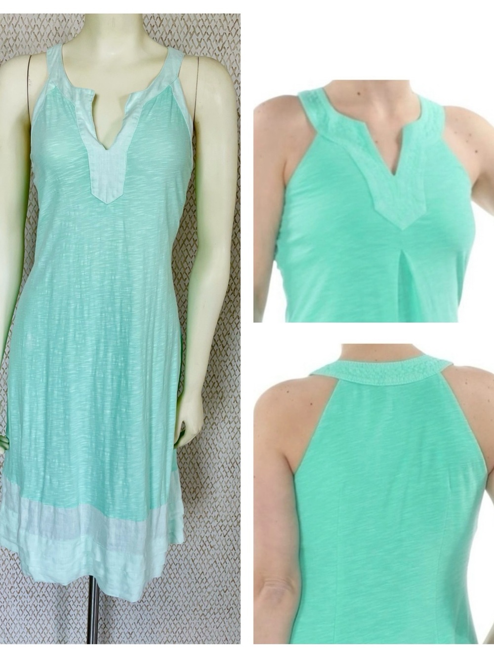 Women’s Mint Green Halter Notch V Neck Shift Dress
